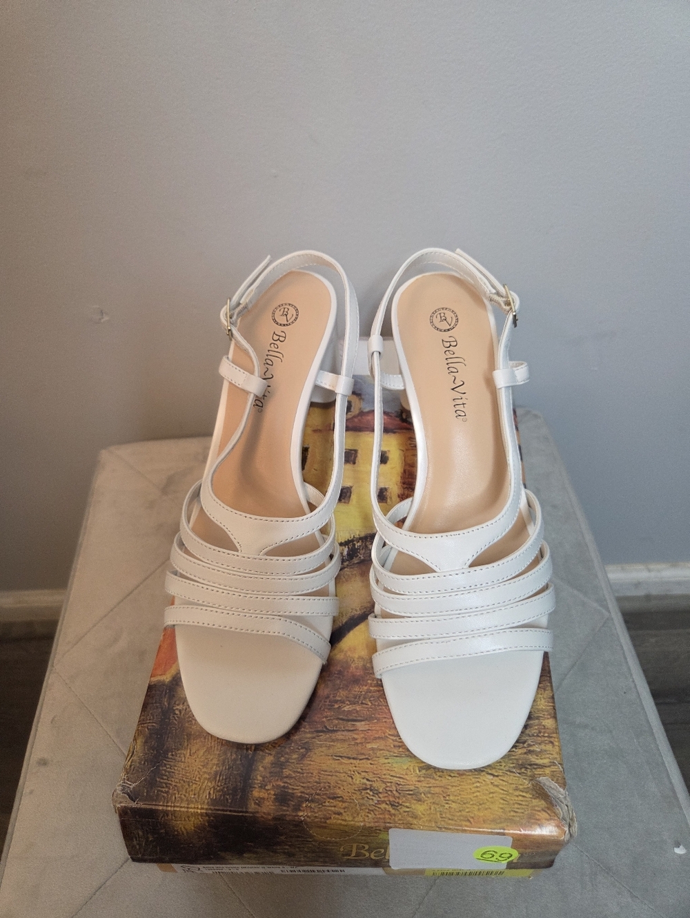 Bella Vita Gret5a White Strappy Slingback Heels, Size 8 NIB - Picture 2 of 6